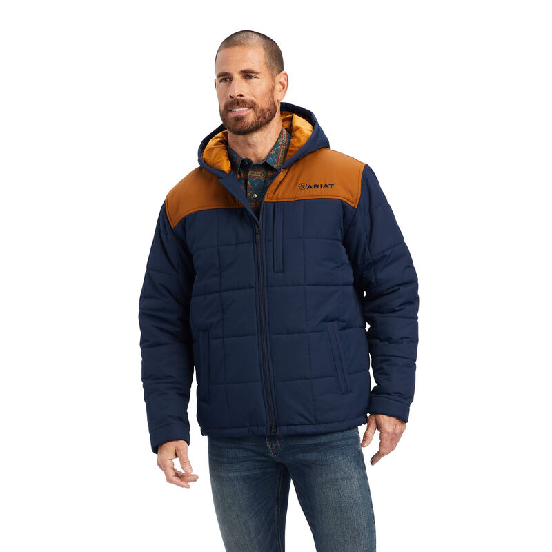 Chaqueta Ariat Crius Hooded Insulated Azul Marino/Marrones Hombre - Chile 402-DOXGCR